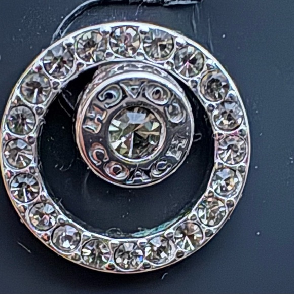 Coach Silver Double Circle Crystal Earrings - Picture 7 of 7